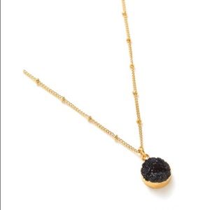 Round black pendant gold chain necklace